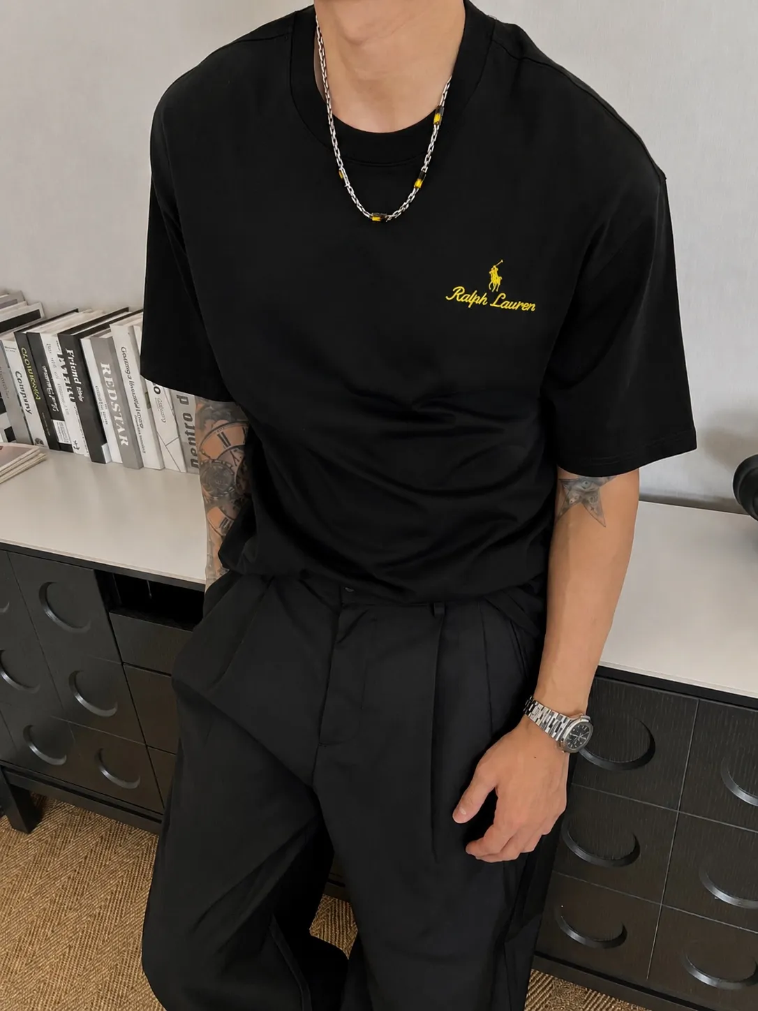 Ralph*Lauren* Hot Sale · g 《 》 tee ， Same Style ， : Black White Coffee Brown Size：S（90-130 ） M（125-150 ） L（135-165 ） XL（160-190 ） XXL（185 ）